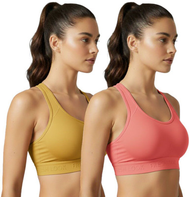 Freshlook Seamless Sports Bra Women Sports Non Padded Bra(Beige, Pink)