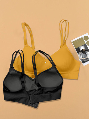 NAGARVEL CREATION F/309-YLLW/BLK-P02-30 Women Push-up Lightly Padded Bra(Multicolor)