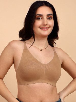 Dressberry Dressberry Cotton Spandex Non-Padded Bonded Seamless Bra Women Everyday Non Padded Bra(Beige)