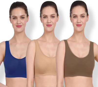 DA CREATIONS Pack of 3 Non Padded Women’s Seamless Air Bra Fit to Size (28-34) Women Everyday Non Padded Bra(Multicolor)