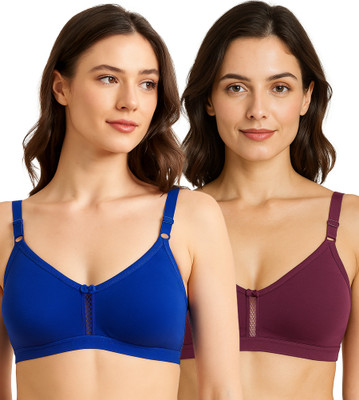 SONA M1020-R-BLUE-WINE-85D Women T-Shirt Non Padded Bra(Blue, Maroon)