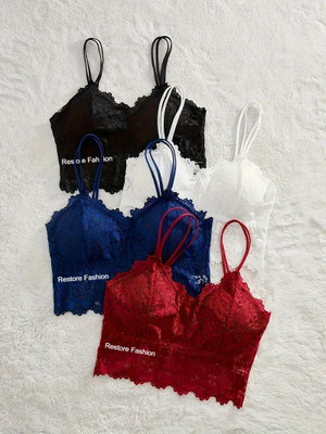 VS Beauti Sports Bras for Women Elegant Lace Wireless Yoga and Running Women Bralette Lightly Padded Bra(Multicolor)
