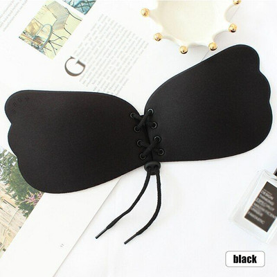 Verozi Silicone Strapless Bra Self Adhesive Backless Silicone Stick-on Push up Bra Women Stick-on Heavily Padded Bra(Black)