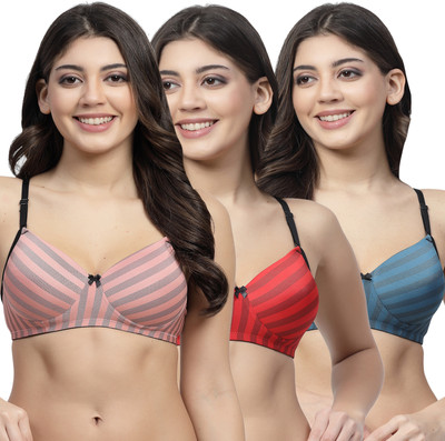 Docare DenimPad Women T-Shirt Lightly Padded Bra(Pink, Red, Blue)