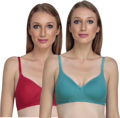 Liigne Women Full Coverage Lightly Padded Bra(Red, Blue)