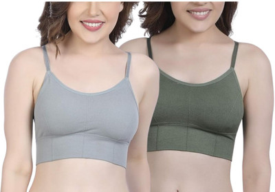 Vanila V51PB Women Sports Lightly Padded Bra(Grey, Green)