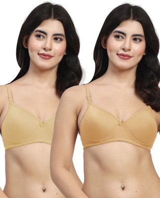 LILY maofcigamMino Women T-Shirt Heavily Padded Bra(Gold, Beige)