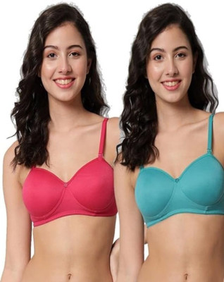YVLORA REGULAR PAD Women Everyday Lightly Padded Bra(Pink, Green)