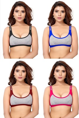 LORLIVA Women's Cotton Blend Non Padded Underwire Full Coverage Everyday Bra Women Everyday Non Padded Bra(Grey, Maroon, Black, Pink)