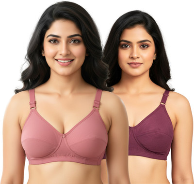 ZIVO Regular Wear Women Full Coverage Non Padded Bra(Pink, Purple)