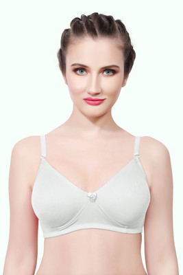 INTIHUG Women's Wireless Seamless Bra Ultra-Soft Push Up Full Coverage Bra Women Everyday Non Padded Bra(White)