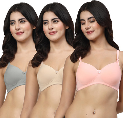 LILY Dapyklis Women Everyday Lightly Padded Bra(Grey, Beige, Pink)