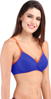 SONA SA-45 Cotton Padded Non-Wired T-shirt Bra Seamless with Detachable Straps 32D Women T-Shirt Lightly Padded Bra(Blue)
