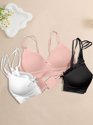 NAGARVEL CREATION 12/309-PNK/WHT/BLK-P03-38 Women Push-up Lightly Padded Bra(Multicolor)