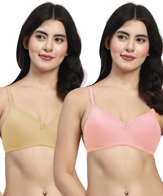 LILY maofcigamMino Women T-Shirt Heavily Padded Bra(Pink, Beige)