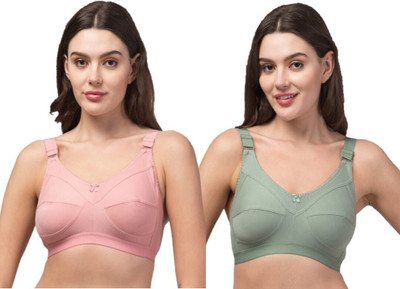Oumar Bibi Oumar Bibi Women Minimizer Non Padded Bra(Green, Pink)