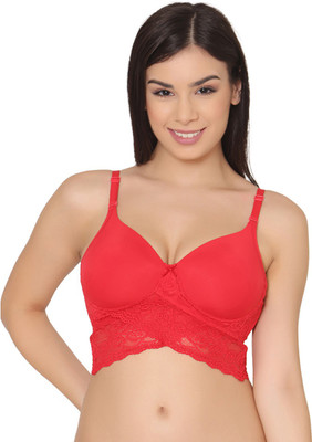 Groversons Paris Beauty Women Bralette Lightly Padded Bra(Red)