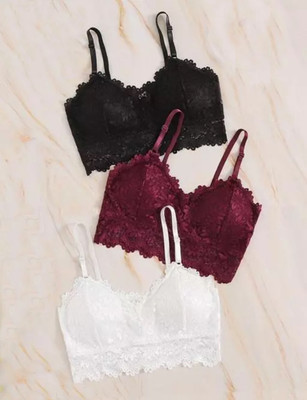 Kamini Women Bralette Lightly Padded Bra(Black, Maroon, White)