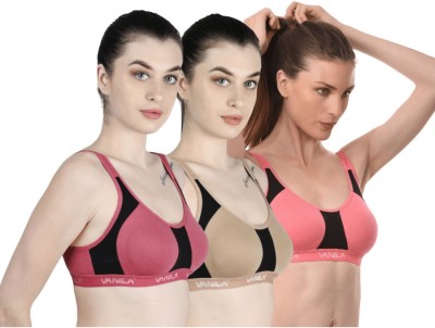 Vanila B-Cup Sports Bra Seamless & Comfortable - Perfect for Daily Workout & Exercise Women Sports Non Padded Bra(Beige, Pink)