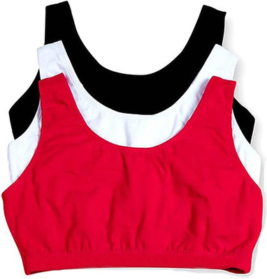 BRAAFEE Girls Non Padded fully stretchable High Coverage Bra (Multicolor) Girls Sports Non Padded Bra(Multicolor)