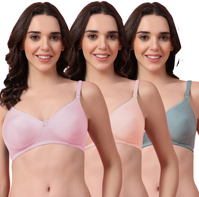 Shyam Sons FLAIR minaa Women T-Shirt Non Padded Bra(Pink, Orange, Green)