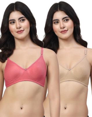 LILY Rosy Women T-Shirt Non Padded Bra(Orange, Beige)