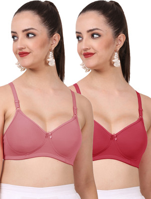 FigureFit JollyPad Women T-Shirt Lightly Padded Bra(Maroon, Pink)