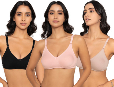 INKURV DELPHIA Women Full Coverage Non Padded Bra(Black, Pink, Beige)