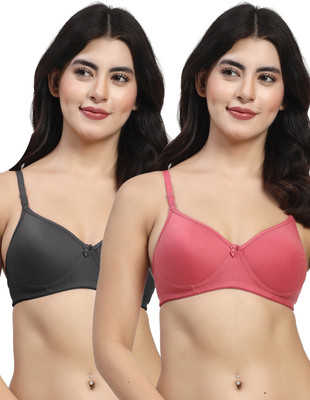 LILY mfruomalg Women T-Shirt Lightly Padded Bra(Maroon, Black)