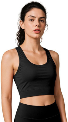 ENTERPRISEAD Full Coverage Bounce-Control Athletic Bra Women Sports Non Padded Bra(Black)