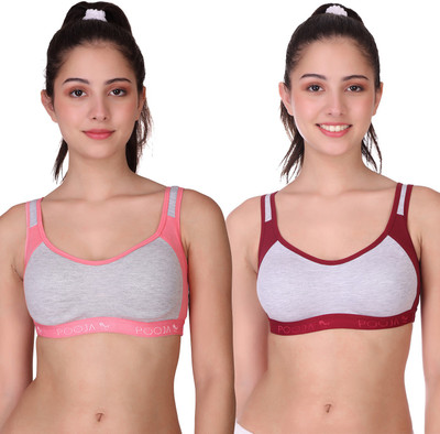 POOJA RAGENEE Women Sports Non Padded Bra(Multicolor)