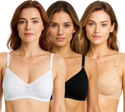 SONA B-101 Non-Padded Full Coverage Bra (40B, White, Black, Skin) Pack Of 3 Women Full Coverage Non Padded Bra(White, Black, Beige)