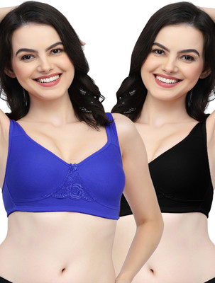 COLLEGE GIRL CG1214 Double Layered Women T-Shirt Non Padded Bra(Dark Blue, Black)
