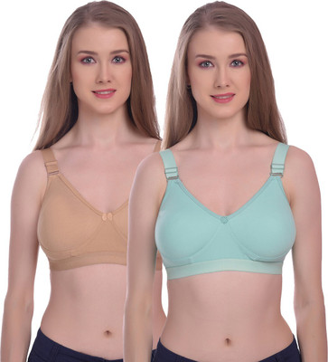 Viral Girl Ultimate Comfort Wireless Bra for Women Women Full Coverage Non Padded Bra(Beige, Light Green)