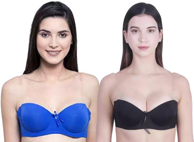 Pink PixiesCreation Women Balconette Lightly Padded Bra(Blue, Black)