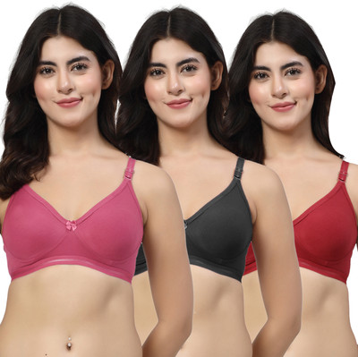 LILY ithsird Moulded Minimizer Women T-Shirt Non Padded Bra(Maroon, Black, Maroon)