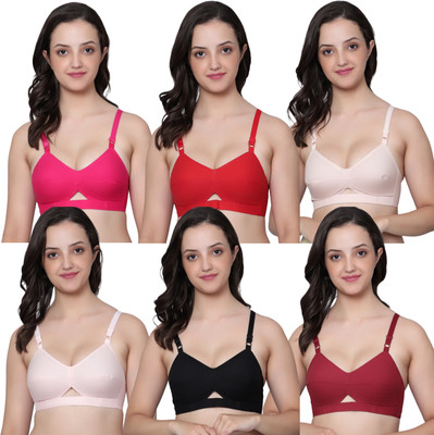 Aimly Women's Cotton Non-Padded Non-Wired Full Coverage Daily Use Regular Bra Combo Women Everyday Non Padded Bra(Multicolor)