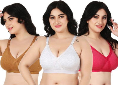 Funahme Bra For Heavy Bust Women Full Coverage Non Padded Bra(Multicolor)