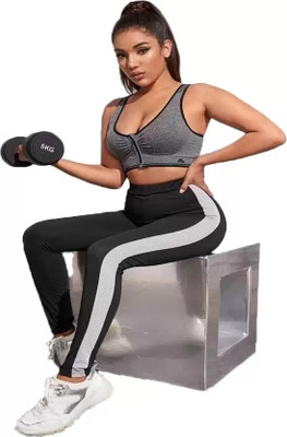 FANDOM 4U Zipper Front Design Women Sports Lightly Padded Bra(Grey)