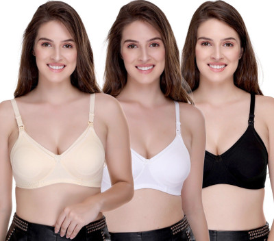 SONA Breast Feeding Maternity for Milk Feeding Elastic Straps Women Maternity/Nursing Non Padded Bra(Beige, White, Black)