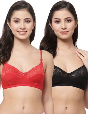 Docare NET21 Women Bralette Non Padded Bra(Red, Black)