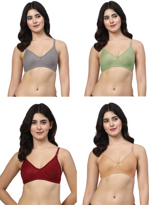 LILY ayir Women T-Shirt Non Padded Bra(Brown, Green, Gold, Maroon)