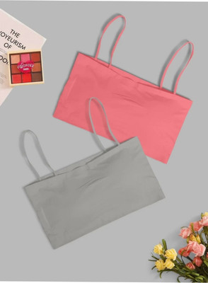 BRANKLY URJA Women Cami Bra Lightly Padded Bra Women Cami Bra Lightly Padded Bra(Pink, Grey)