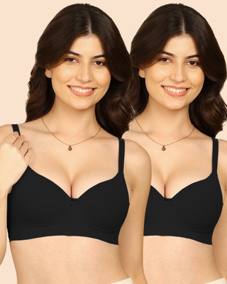 KOMLI Komli Bonded Polyamide Push-Up 3/4 Coverage Bra (Level 3 Padding) Women Push-up Heavily Padded Bra(Black)