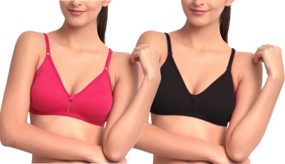 WearLine Women T-Shirt Non Padded Bra(Pink, Black)