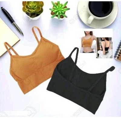 BRANKLY URJA Women Cami Bra Lightly Padded Bra Women Cami Bra Lightly Padded Bra(Gold, Black)