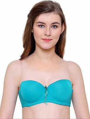 Zylum Fashion Women Balconette Lightly Padded Bra Women Push-up Heavily Padded Bra(Light Blue)