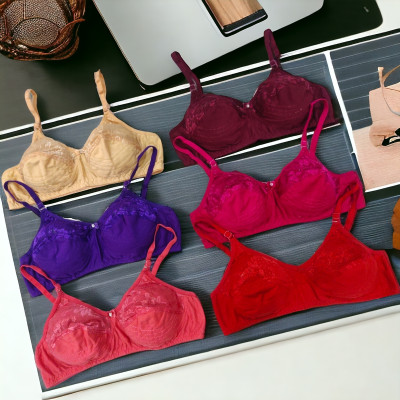 Piylu Women Full Coverage Non Padded Bra(Multicolor)