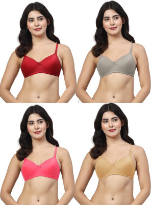LILY maofcigam Women T-Shirt Lightly Padded Bra(Green, Maroon, Red, Gold)
