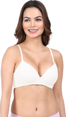 AMOUR SECRET Amour Secret Cotton Mixed Sweet-Heart Neck Bra PD9334 Women Everyday Lightly Padded Bra(White)